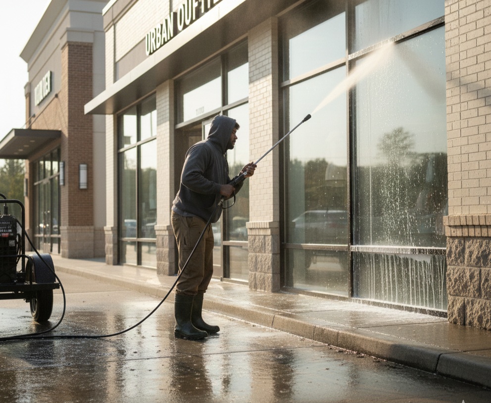Commercial building washing