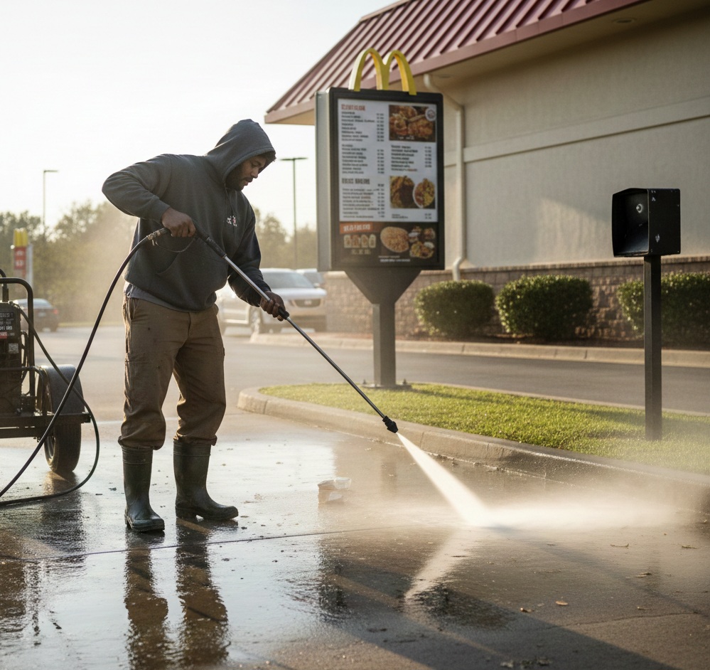 Restaurant drive-thru cleaning