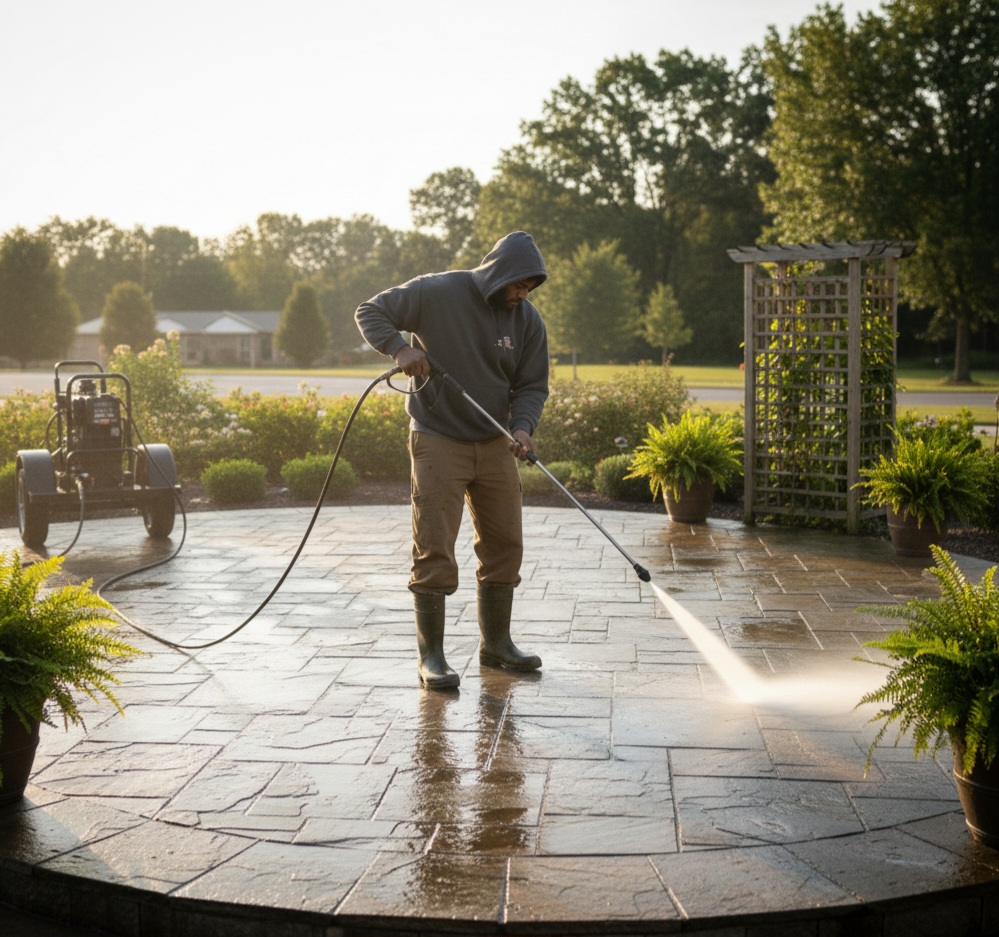 Concrete driveway cleaning