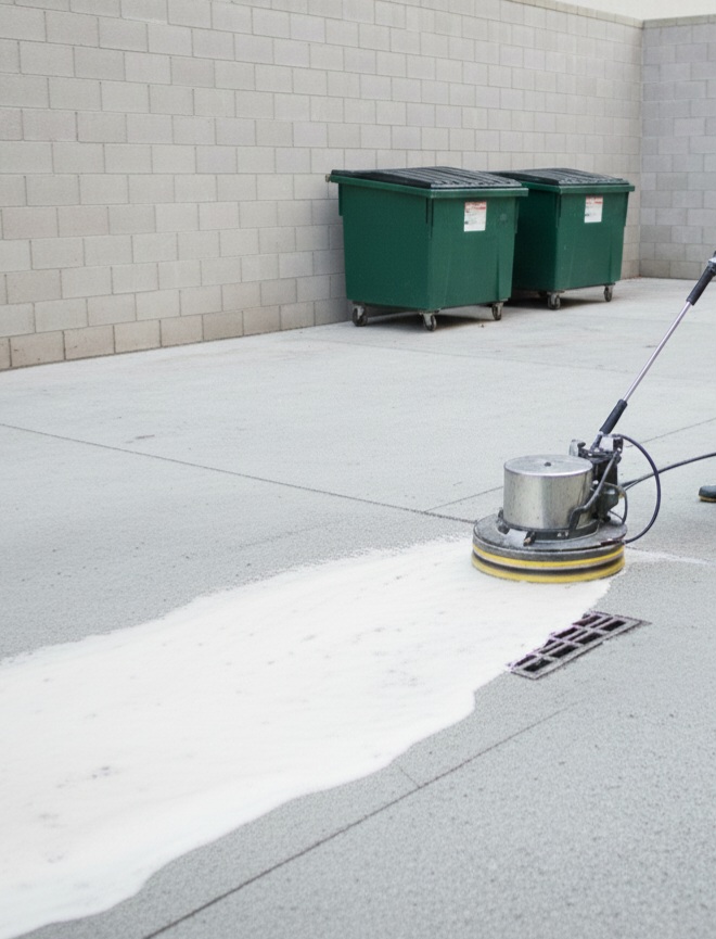 Dumpster pad cleaning